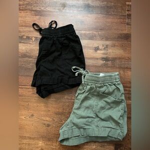Old Navy Soft Elastic Waist Black and Green Shorts Bundle